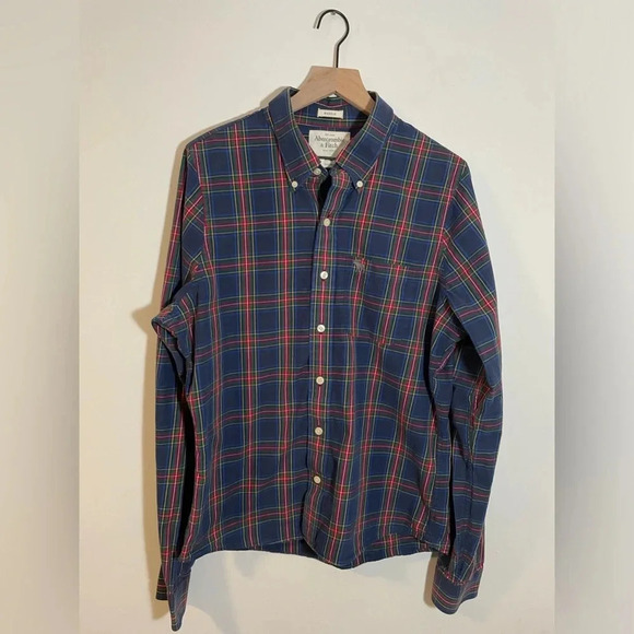 Abercrombie & Fitch Other - Abercrombie & Fitch Men’s Shirt XXL Blue Button Down Muscle Fit Preppy Plaid Y2K